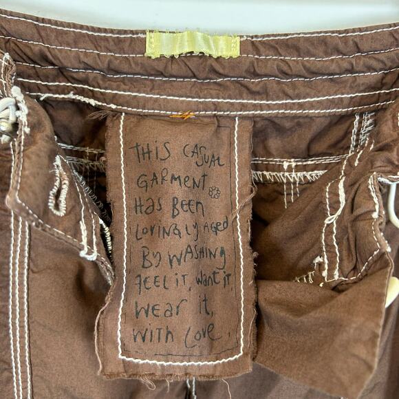 Vintage Y2K Light Cargo Pants Utility Streetwear Brown Sz L Embroidered Grunge - Picture 3 of 8